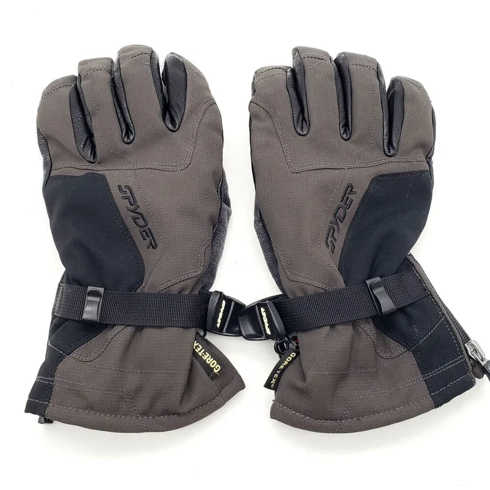 Spyder Gore-Tex Gloves Adult Size M Brown Black Dermizax Leather Palms Zip